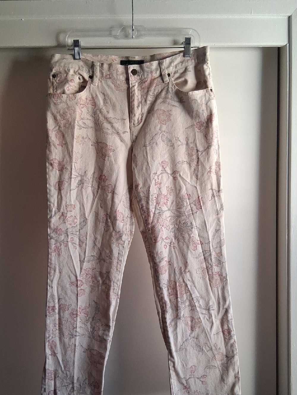 LRL Lauren Jeans Co. Ralph Lauren Pink Floral Jeans Modern Straight Ankle 12